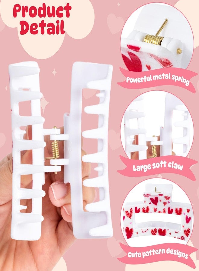 PANTIDE 8Pcs Valentine's Day Hair Claw Clips for Women Girls - Conversation Heart Candy Rectangle Nonslip Banana Acrylic Hair Clips, Thin Thick Short Long Curly Accessories, Valentines Birthday Gift - Image 3
